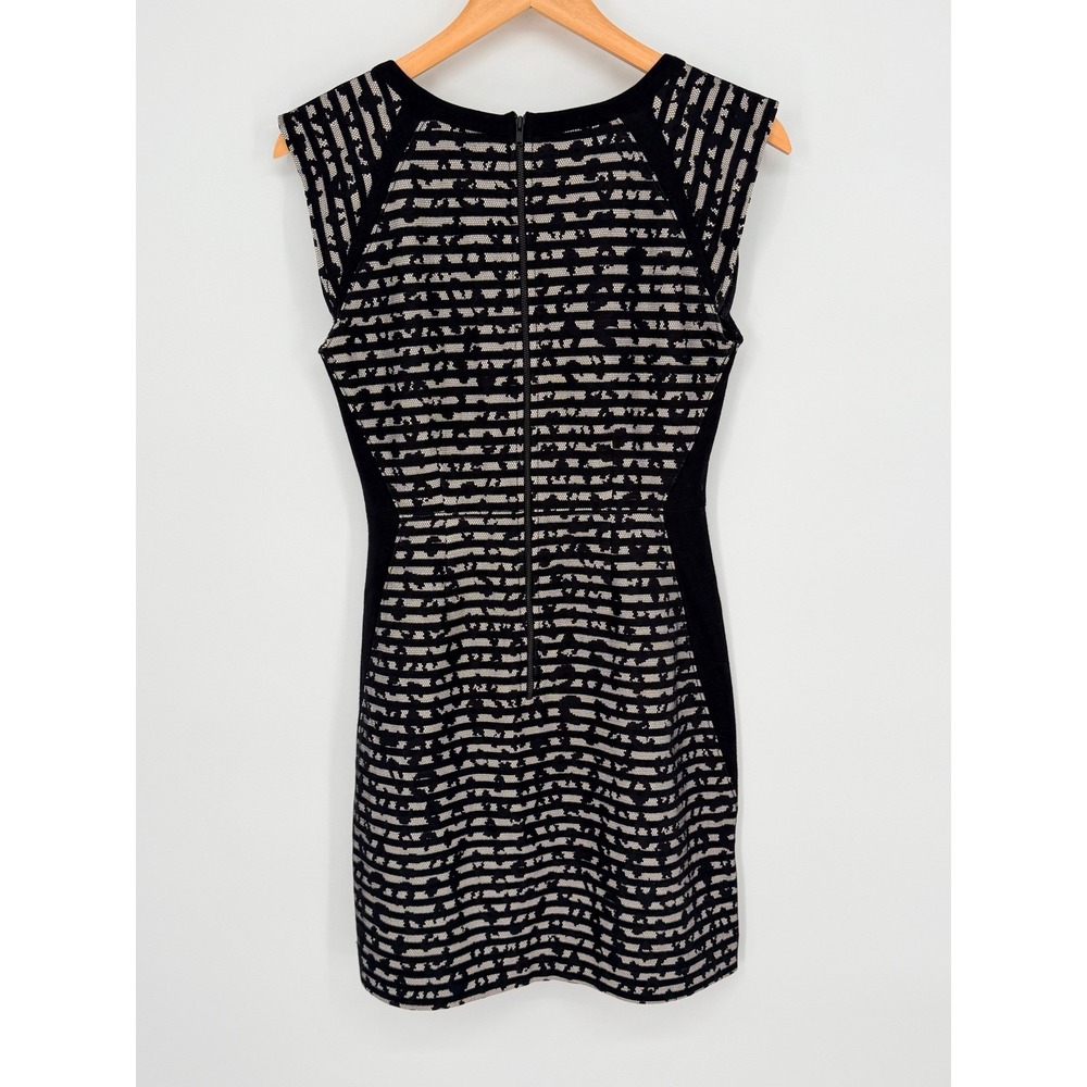 French‎ Connection Womens Black White Textured Knit Sheath Dress Size 6 Zip Back - Picture 3 of 8